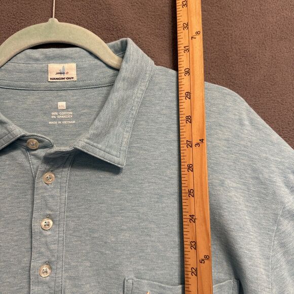 Johnnie-O Hangin Out Polo Shirt Pocket Mens XXL Blue Golf Stretch Performance - Picture 5 of 9